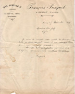 VINS SPIRITUEUX FRANCOIS PASQUET A AIZENAY    ......... CORRESPONDANCE COMMERCIALE De 1909 - Levensmiddelen