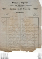 FABRIQUE DE BOISSONS GAZEUSES JOSEPH MALVEZIN A MARMANDE.......... CORRESPONDANCE COMMERCIALE De 188? - Lebensmittel