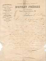 DUPRAT Frères à TOULOUSE .......... CORRESPONDANCE COMMERCIALE DE 1881 - Autres & Non Classés