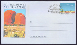 Australia 1992 Aerogramme - Landscapes, Paysages Uluru, Paintings, Aviation, Tourism, Tourisme 70c - Set Of 5 Postmarked - Cartas & Documentos
