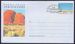 Australia 1992 Aerogramme - Landscapes, Paysages Uluru, Paintings, Aviation, Tourism, Tourisme 70c - Set Of 5 Postmarked - Briefe U. Dokumente