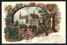 Passepartout-Lithographie Heiligenberg, Schloss, Ansicht Durch Einen Bogen, Wappen  - Sonstige & Ohne Zuordnung