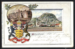 Passepartout-Lithographie Hohentwiel, Hadwigs Schloss Mit Ekkehardsturm, Panorama, Wappen  - Autres & Non Classés