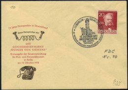 Berlin 20 Pfg. Männer Als FDC Vom 12.10.1952 Motiv Siemens Erfinder + Philatelie - Cartas & Documentos