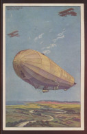 Zeppelin Ansichtskarte I. WK Flugpost Luftflotten-Verein Künstlerkarte Schulze - Airships