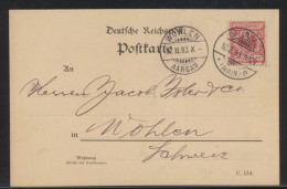 Deutsches Reich Brief Karte EF 10 Pfg. Reichsadler Offenbach N Wohlen Schweiz - Briefe U. Dokumente