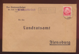 Landpoststempel Groß Solt über Flensburg Schleswig Holstein Deutsches Reich EF - Cartas & Documentos