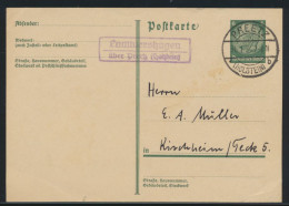 Deutsches Reich Ganzsache Landpoststempel Lammershagen über Preetz N. Kirchheim - Storia Postale