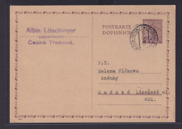 Besetzung Böhmen & Mähren Ganzsache 60h Böhmisch Trübau Česká Třebová Tschechien - Storia Postale