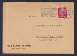 Deutsches Reich Brief Stempel Gautheater Saarpfalz Ab Saarbrücken N Frankfurt - Storia Postale