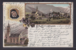 Ansichtskarte Künstlerkarte Absam Ortsansicht Heiligenbild Kirche Zierkarte Gold - Altri & Non Classificati