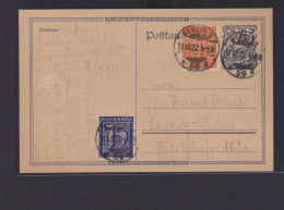 Deutsches Reich Infla Ganzsache 75 Pfg. Postreiter + ZuF Berlin Nach Leipzig - Covers & Documents