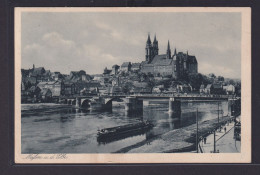 Ansichtskarte Meißen Elbe Fluß Brücke Burg Frachtschiff Sachsen Ab Marsdorf - Otros & Sin Clasificación