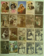 LOT 110 CPA FANTAISIE COUPLE Amour Femme Homme Mode Photomontage Série Artiste Amoureux - Parejas