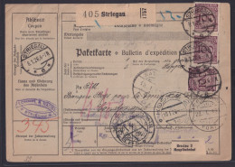 Deutsches Reich Infla Brief Inter. Paketkarte Nach Constantinopel Ab Striegau - Lettres & Documents