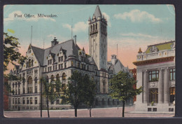 Ansichtskarte Künstlerkarte Milwaukee Wisconsin USA Post Office 07.1914 - Andere & Zonder Classificatie