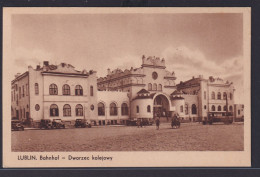 Ansichtskarte Lublin Bahnhof Oldtimer Polen - Poland