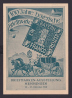 Philatelie Bizone Brief 100Jahre Briefmarken Bayern Tolle Anlaßkarte Memmingen - Autres & Non Classés