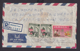 Jamaica Flugpost Brief Aufdruck Queen Elisabeth Whitfield Town Chicago Illinois - Jamaique (1962-...)