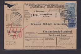 Deutsches Reich Brief Paketkarte Destination Coblenz Lützel Mit Eindruck Via - Brieven En Documenten