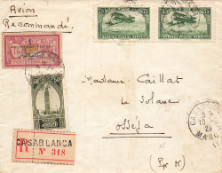 LETTRE. MAROC. 10 8 29. RECOMMANDE CASABLANCA POUR OSSEJA - Briefe U. Dokumente