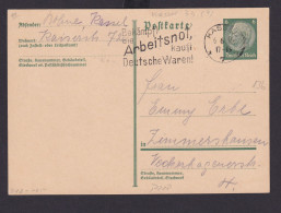 Deutsches Reich Drittes Reich Karte SST Bekämpft Die Arbeitsnot Kauft Deutsche - Storia Postale