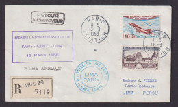 Flugpost R Brief Air Mail Air France Erstflug Paris Quito Lima Peru 13.3.1958 - Brieven En Documenten