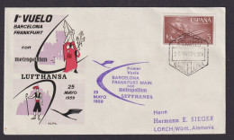 Flugpost Brief Air Mail Lufthansa Spanien Barcelona Frankfurt Toller Umschlag - Lettres & Documents