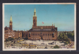 Ansichtskarte Copenhagen Dänemark The Town Hall Rathaus Verkehr Strassenbahn - Denmark