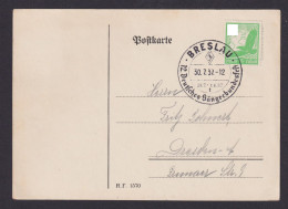 Briefmarken Deutsches Reich Flugpost SST Breslau Schlesien 12. Sängerbundfest - Cartas & Documentos