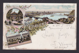 Litho Ansichtskarte Coblenz Rheinland Pfalz Rhein N. Elberfeld Wuppertal NRW - Other & Unclassified