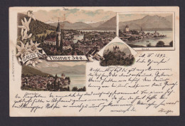Litho Ansichtskarte Thuner See Spiez Schweiz Ab Elberfeld Wuppertal NRW N. - Autres & Non Classés