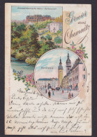 Litho Ansichtskarte Chemnitz Sachsen Natur Heilanstalt Marktplatz Ab Clausewitz - Other & Unclassified