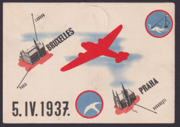 Flugpost Tschechoslowakei Gute Flugkarte SABENA Peag Brüssel Belgien 5.4.1937 - Storia Postale