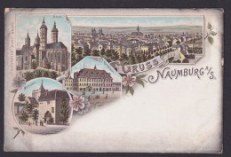 Litho Ansichtskarte Naumburg Saale Sachsen Anhalt Marienthor Dom Rathaus - Sonstige & Ohne Zuordnung