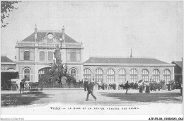 AJPP3-03-0323 - VICHY - La Gare Et La Statue DEESE DES EAUX - Vichy