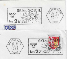 1965/66: Jeux Olympiques D'Hiver De Grenoble 1968: Site Des Deux-Alpes: Flamme Postale à Gauche Et à Droite - Inverno1968: Grenoble