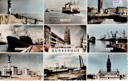 Dunkerque 9 Vues : Jetée Et Phare, Ferry, Place Jean Bart, Monument De La Victoire, L'hôtel De Ville, Bateau ... - Dunkerque