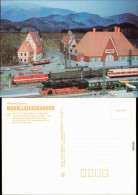 Dampflokmodell Und E-Lokmodell Am Bahnhof Foto Ansichtskarte 1987 - Trenes