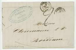 Marseille 1849 Vapeurs Napolitains Pour Bordeaux - 1849-1850 Ceres