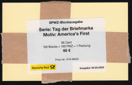 Block 93 America's First, Ochsenaugen, BANDEROLE Für 100 Blocks - Covers & Documents