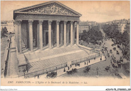 AJSP3-75-0262 - PARIS - L'église Et Le Boulevard De La Madeleine - Chiese