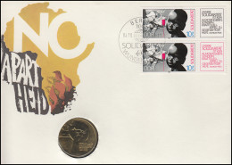 DDR-Numisbrief Solidarität Antiapartheid 5-Mark-Gedenkmünze ESSt 1988 Schwarz - Invii Numismatici