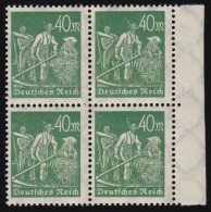 244d Freimarke Arbeiter 40 M, Dunkelolivgrün, Viererblock Rand Re. Postfrisch ** - Unused Stamps