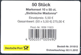 90 MH Sixtinische Madonna, Banderole Für 50 Markensets - 2011-2020