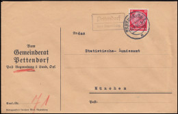 Landpost-Stempel Pettendorf über REGENSBURG 2 - 30.6.1936 Auf Brief Nach München - Brieven En Documenten