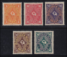 205-209 Posthorn Zweifarbig 1922, 5 Werte, Satz Komplett ** Postfrisch - Ongebruikt