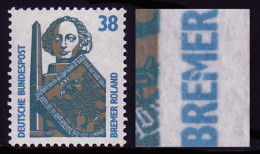 1400 SWK 38 Pf Mit PLF Gebrochenes M In BREMER, Feld 89, ** - Variétés Et Curiosités