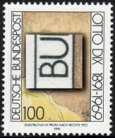 1573 Dix 100 Pf Mit PLF Strich Am B Von BUNDESPOST, Feld 44, ** - Abarten Und Kuriositäten