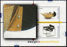 Block 45 Design 1998: Roter Strich Am Kannengriff Bei MICHEL 2002, ** - Variétés Et Curiosités